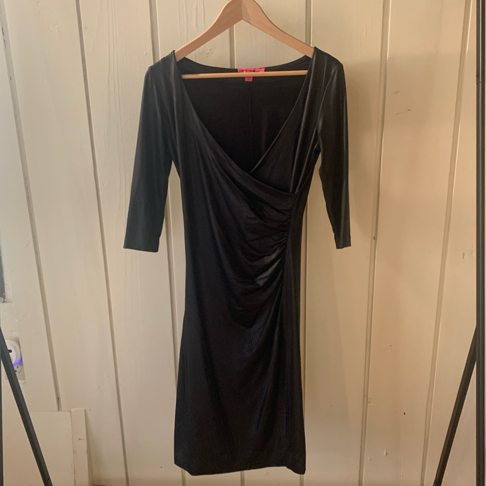 Betsey Johnson Long Sleeve Faux Leather Dress